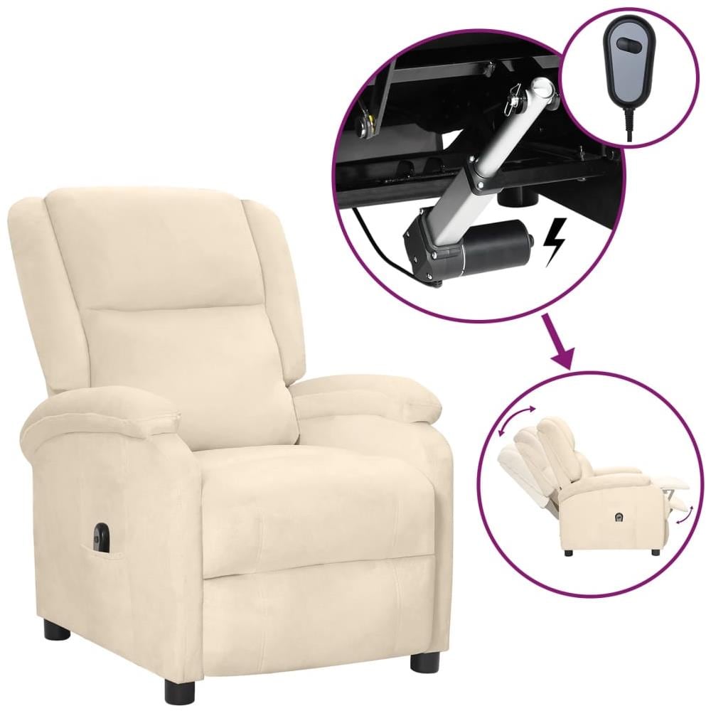 Poltrona Elettrica Reclinabile Crema In Velluto - Foto 1