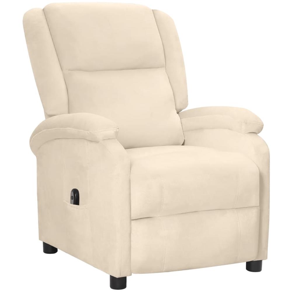 Poltrona Elettrica Reclinabile Crema In Velluto - Foto 2