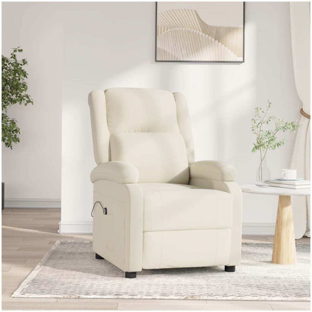 Poltrona Elettrica Reclinabile Crema In Velluto - Foto 6