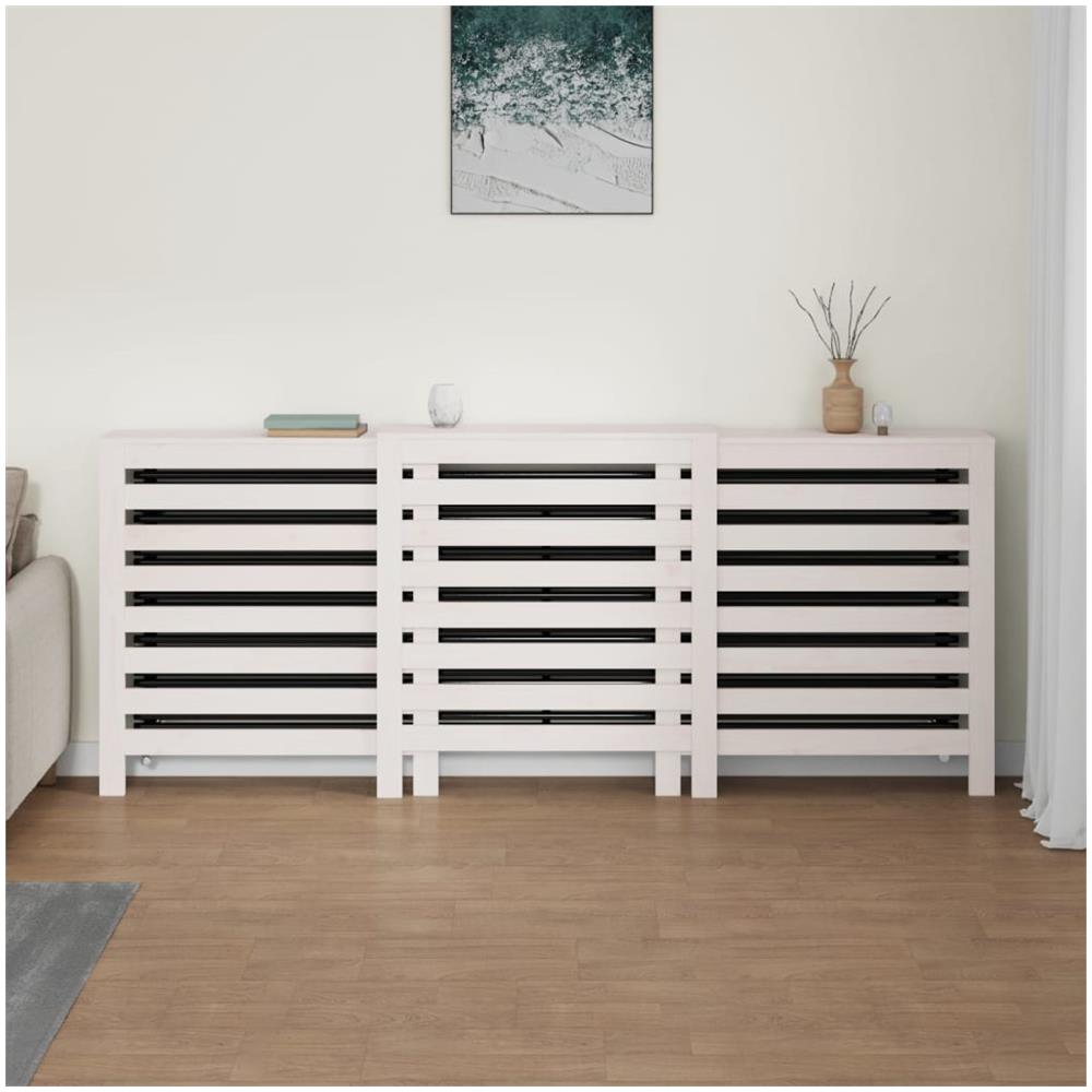 Copertura Termosifone Bianca 210x21x85 Cm Legno Massello Pino - Foto 4