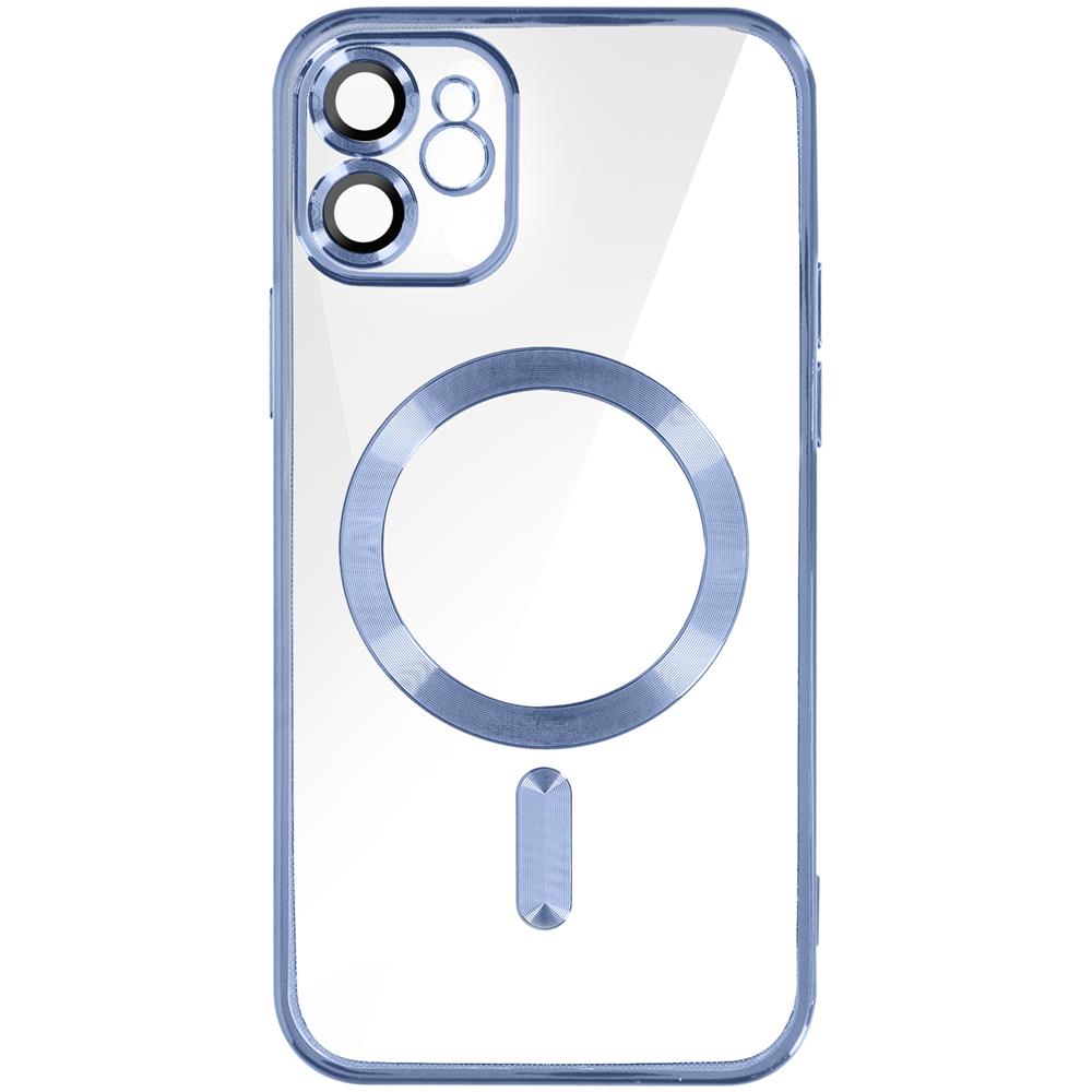 Cover Magsafe Per Iphone 11 Silicone Protezione Fotocamera Bordo Cromato Blu - Foto 1