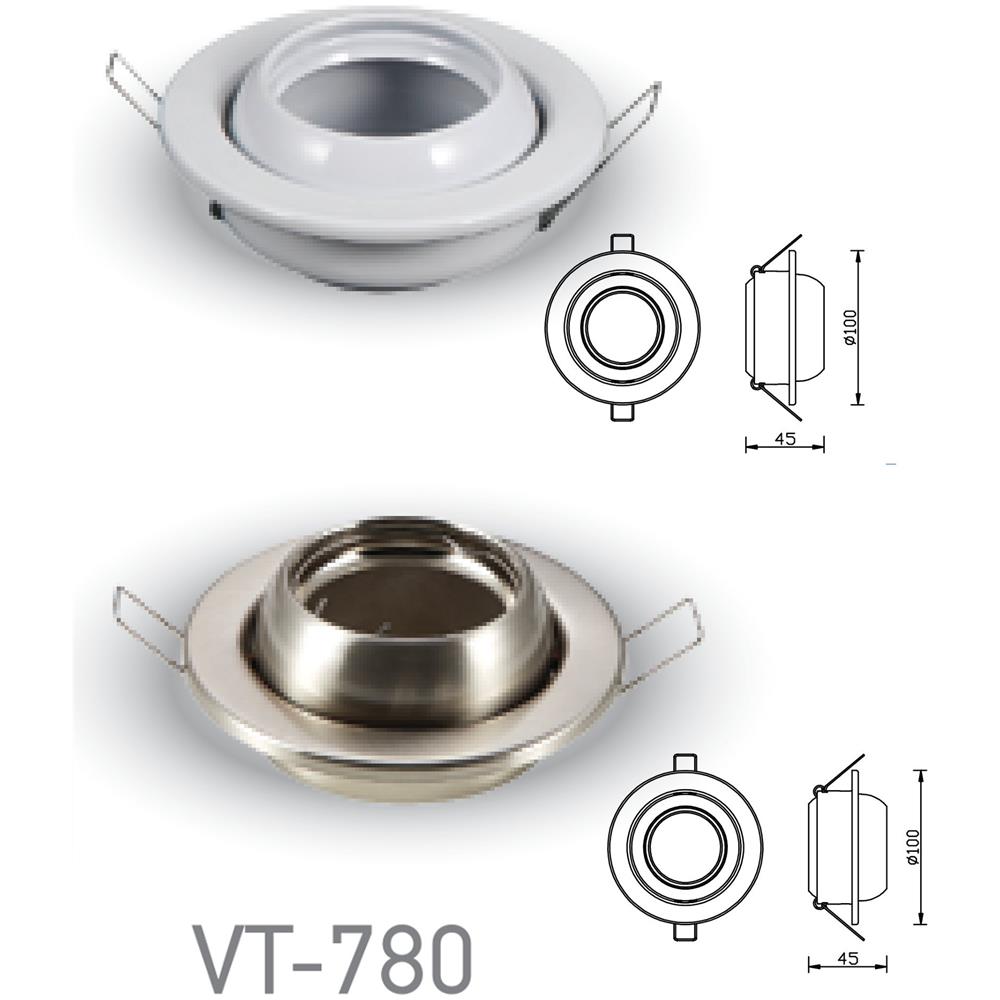 Porta Faretti Led Gu10 Incasso Orientabile Rotondo Nickel Satinato Spazzolato 100 Mm. Vt-780 3594 - Foto 1