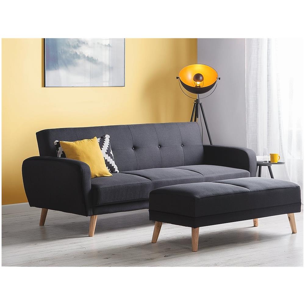 Poggiapiedi Ottomano In Tessuto Nero Florli - Foto 2