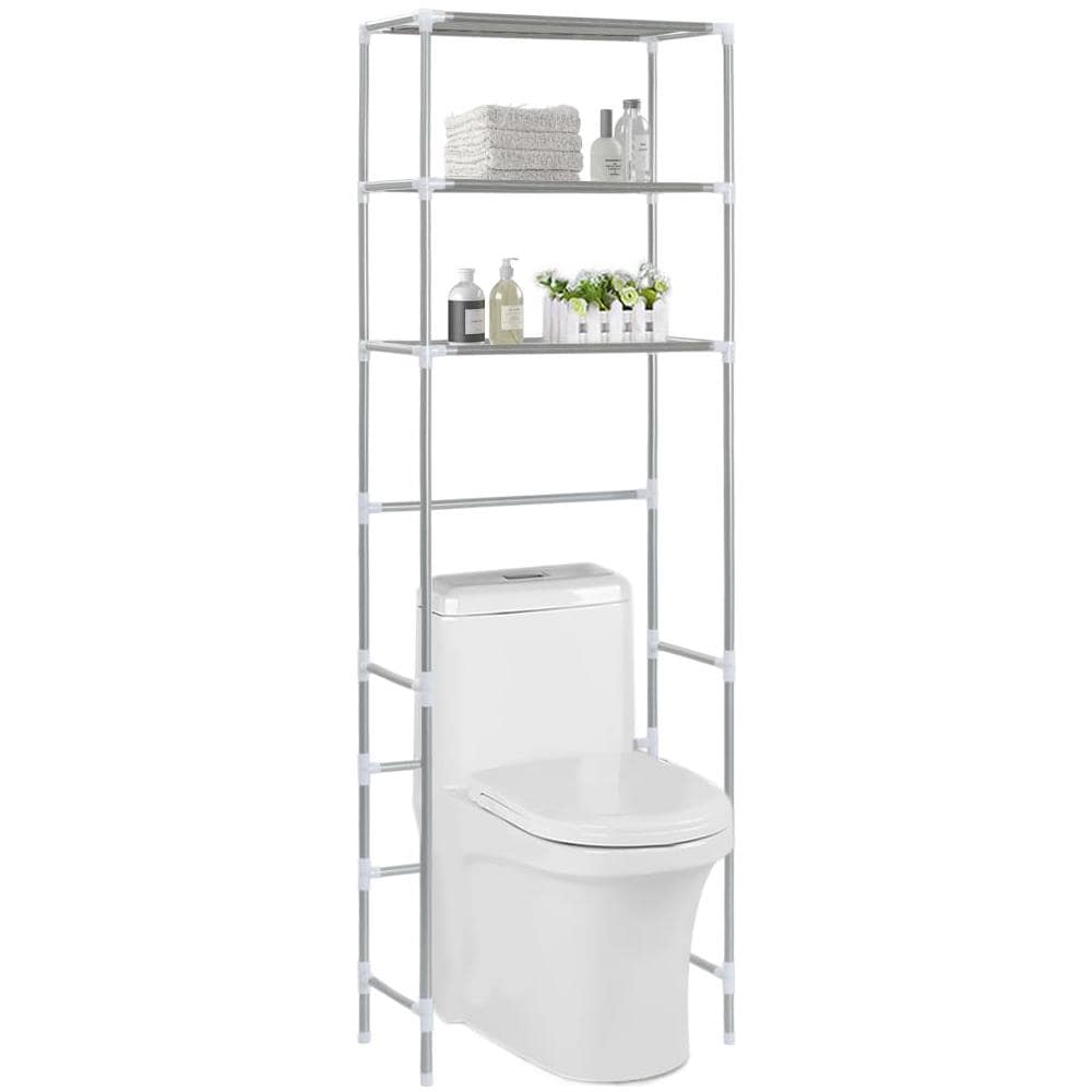 Scaffale Per Bagno Con 3 Ripiani Argento 53x28x169 Cm - Foto 1