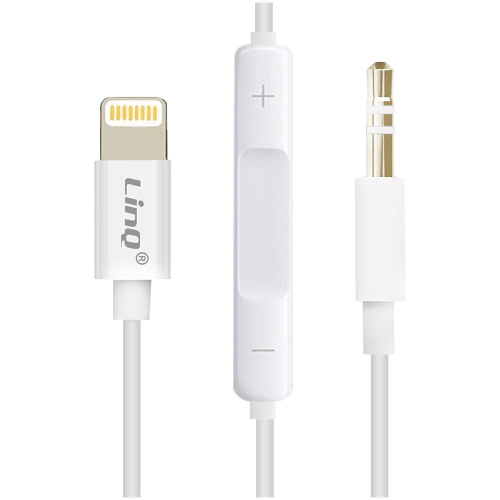Cavo Aux Iphone Ipad Ipod Ipod A Jack 3,5 Mm Telecomando Linq Bianco - Foto 1