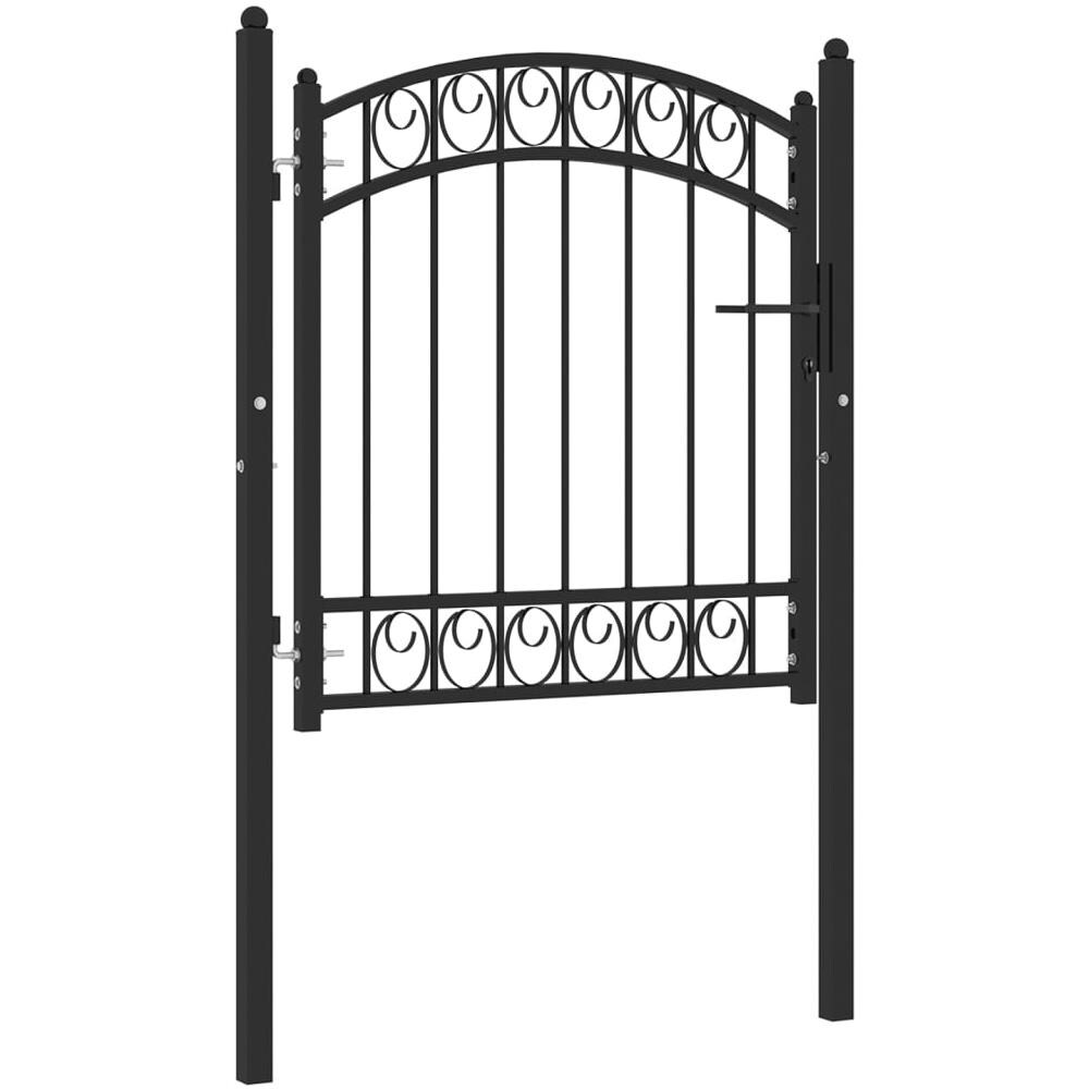 Cancello Per Recinzione Ad Arco In Acciaio 100x100 Cm Nero - Foto 2