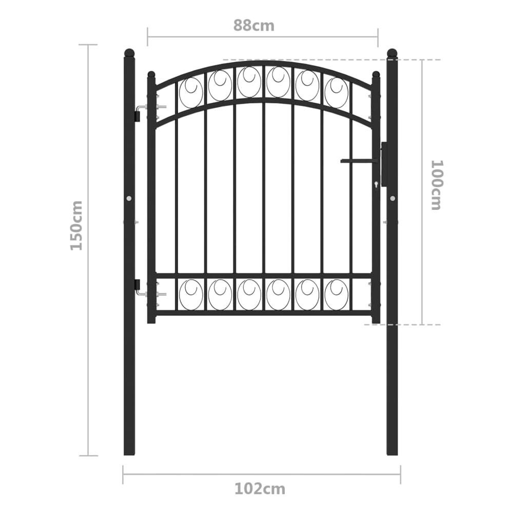 Cancello Per Recinzione Ad Arco In Acciaio 100x100 Cm Nero - Foto 4