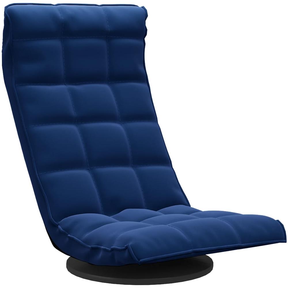 Sedia Da Pavimento Girevole Blu In Velluto - Foto 2