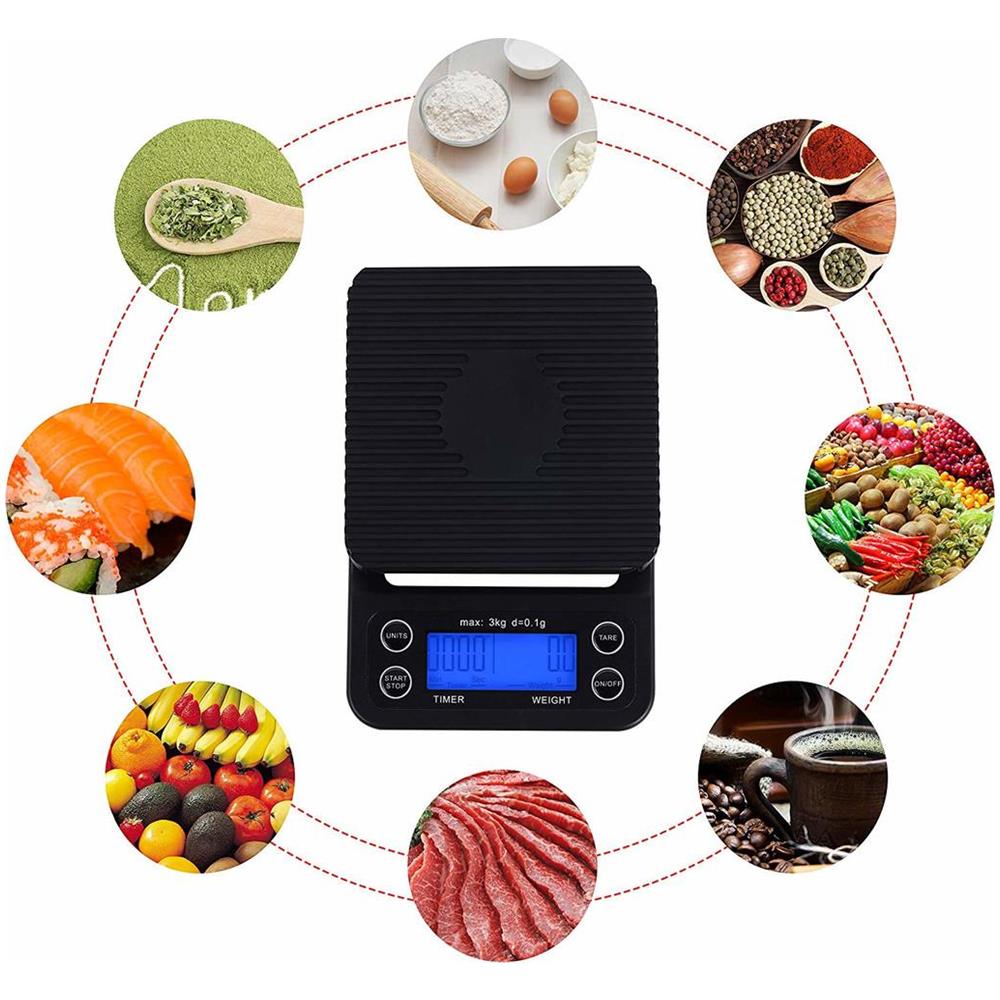Bilancia Da Cucina Digitale/bilancia Caffè Precisione 3 Kg/0,1 G Black - Foto 2