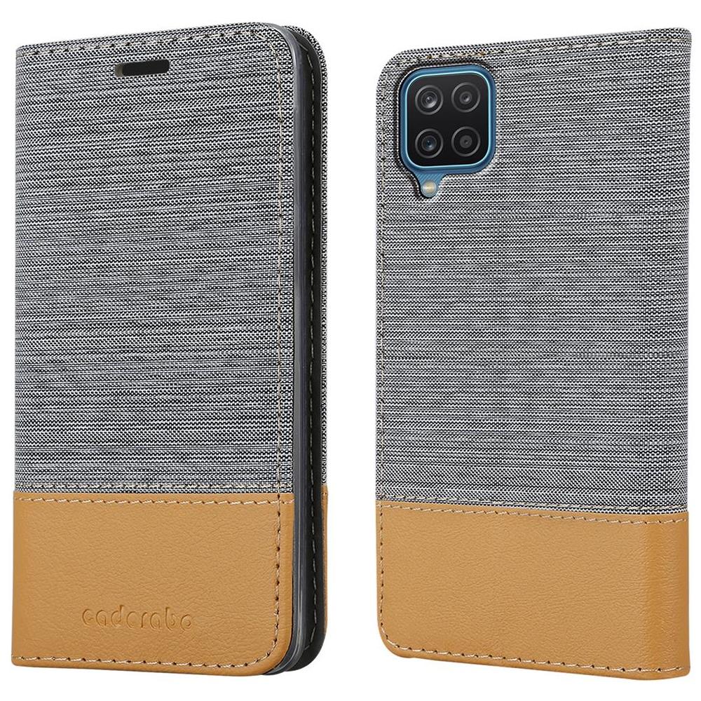 Custodia Compatibile Con Samsung Galaxy A12 / M12 In Grigio Chiaro Marrone - Coperchio Protettiva Con Chiusura Magnetica, Funzione Stand E Tasca Per Le Carte - Foto 8