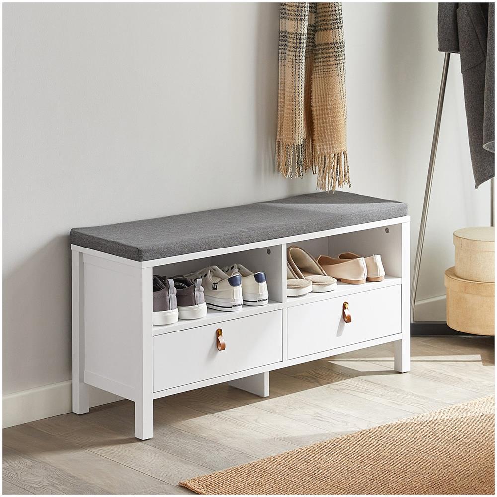 Scarpiera Con Seduta E Vano Portaoggetti | Panca Per Ingresso Grigia 98x37x49cm | Materiale MDF Resistente - Foto 10