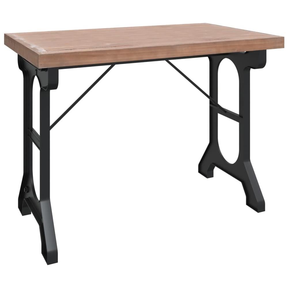 Tavolo Da Pranzo 110x65x82cm In Legno Massello Di Abete E Ferro - Foto 2