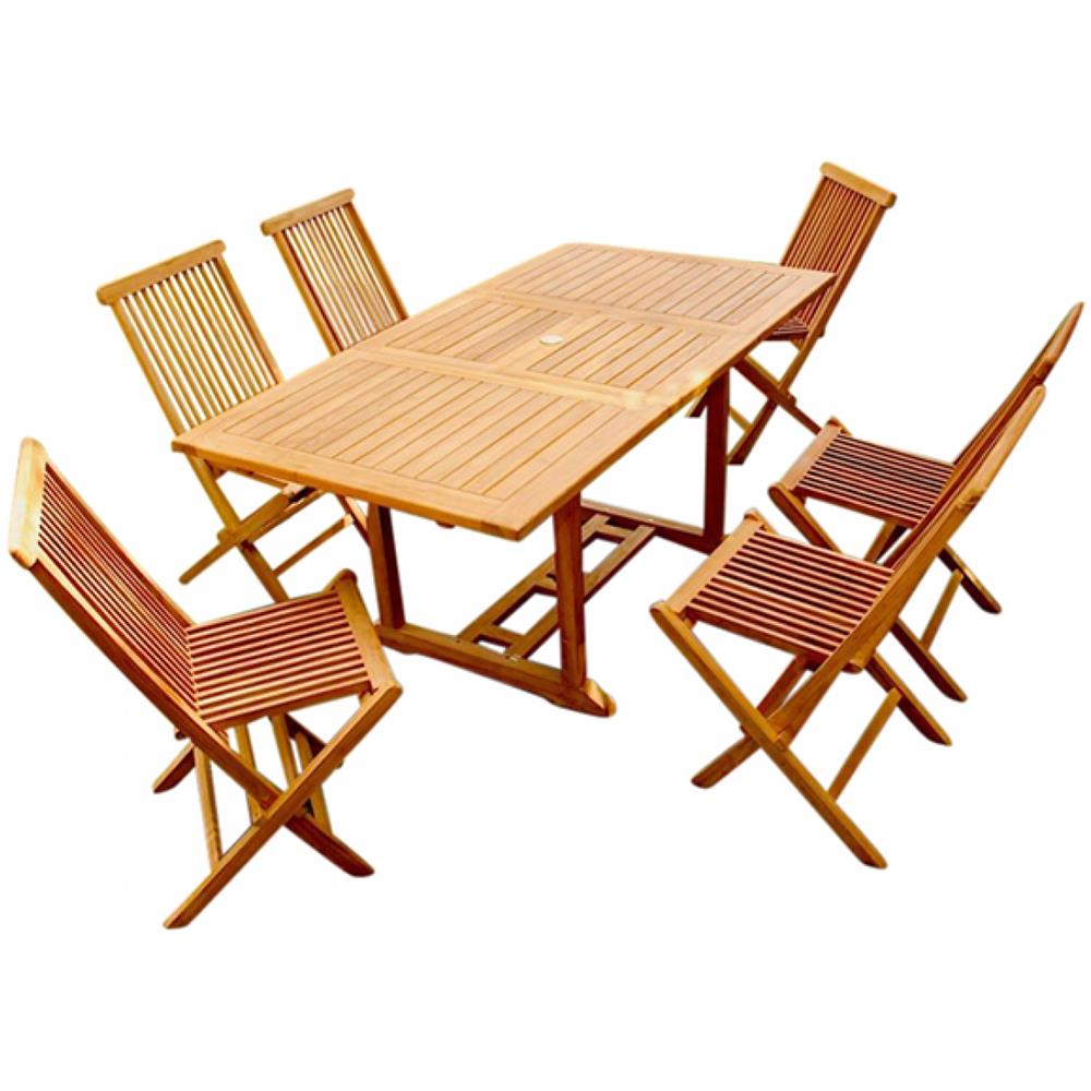 Tavolo Da Giardino Rettangolare E 6 Sedie In Teak Kajang - Foto 2