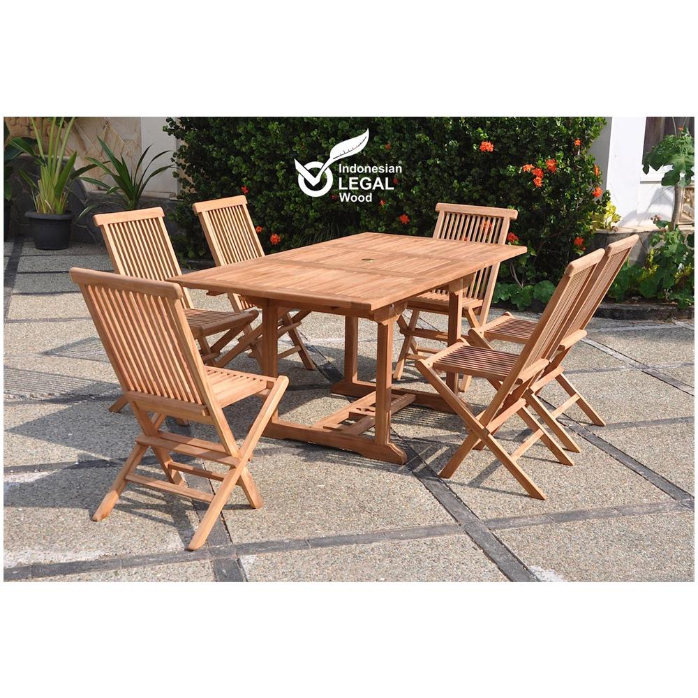 Tavolo Da Giardino Rettangolare E 6 Sedie In Teak Kajang - Foto 1