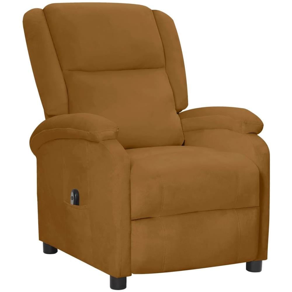 Poltrona Elettrica Reclinabile Marrone In Velluto - Foto 2