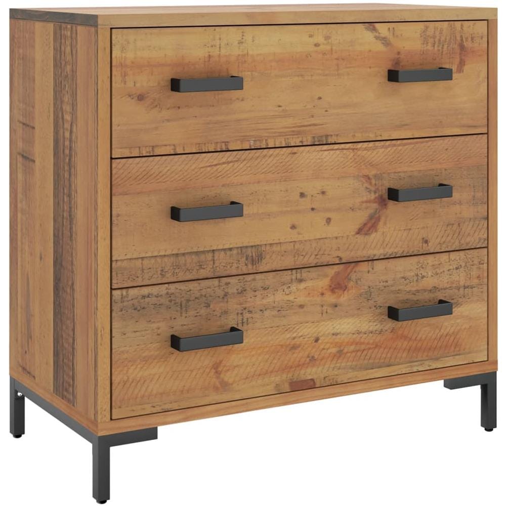 Cassettiera 75x35x70 Cm Legno Massello Di Pino Riciclato - Foto 2