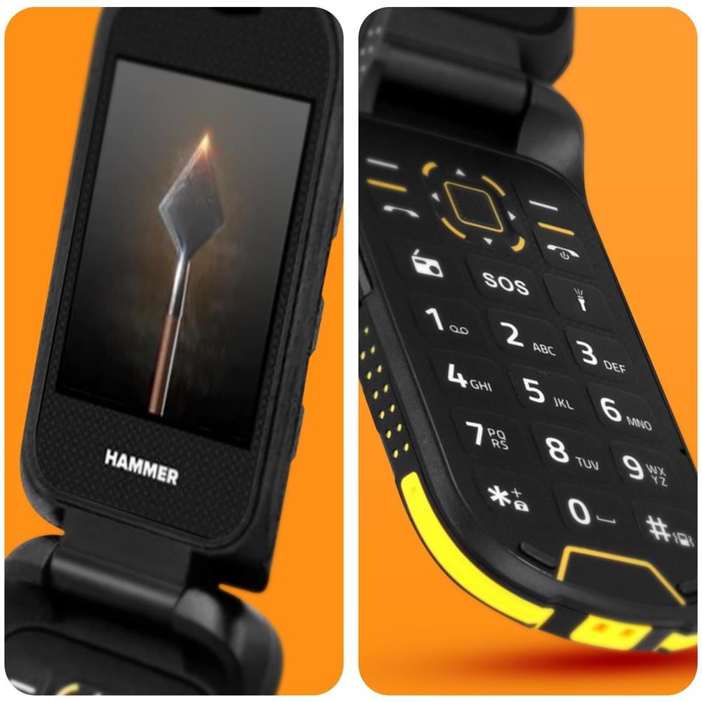 Cellulare A Conchiglia Hammer Bow Infrangibile Impermeabile Base Ricarica Nero - Foto 2