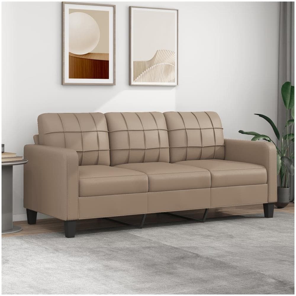 Divano A 3 Posti Cappuccino 180 Cm In Similpelle - Foto 1