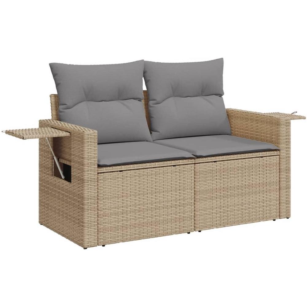 Divano da Giardino con Cuscini a 2 Posti Beige in Polyrattan - Foto 1