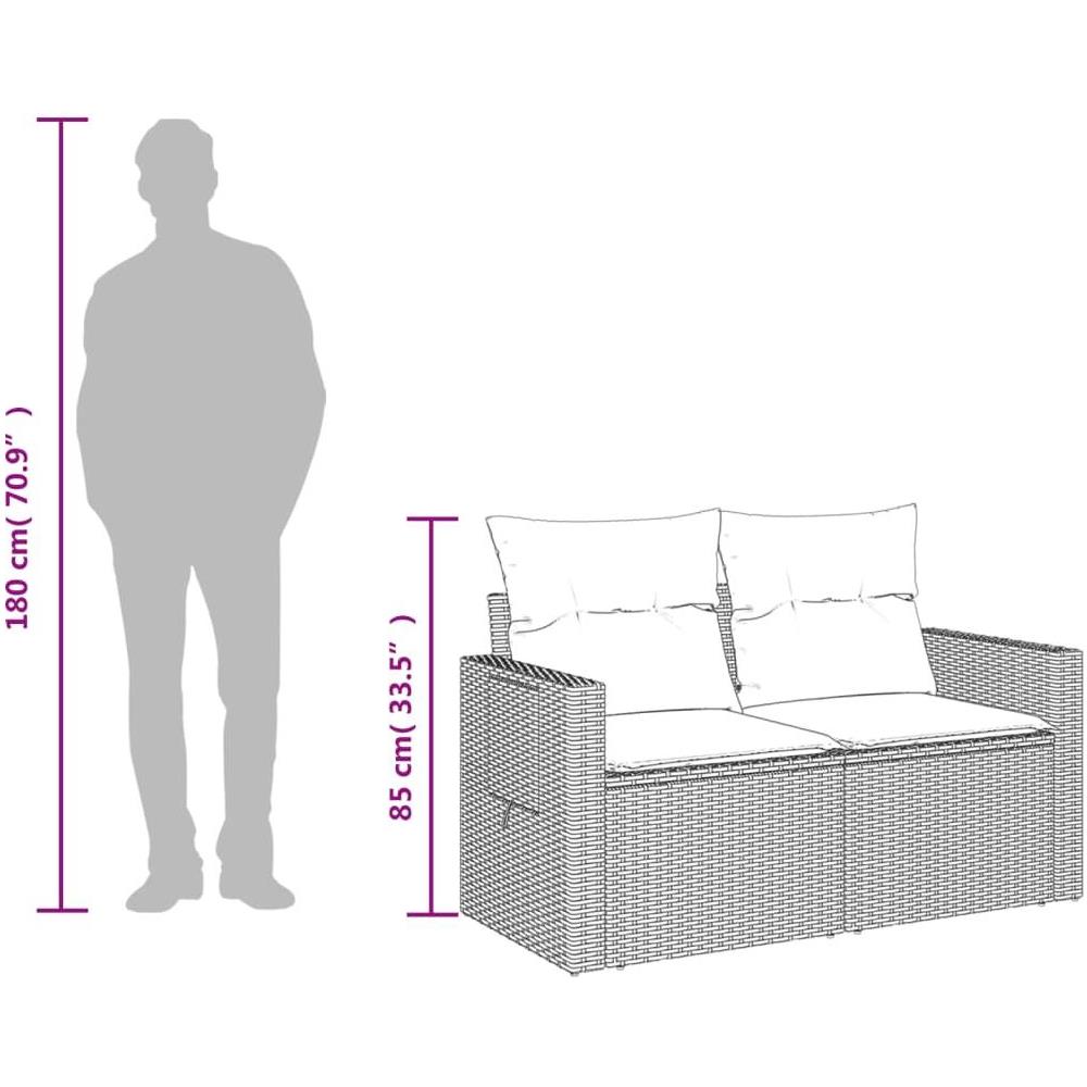 Divano da Giardino con Cuscini a 2 Posti Beige in Polyrattan - Foto 10