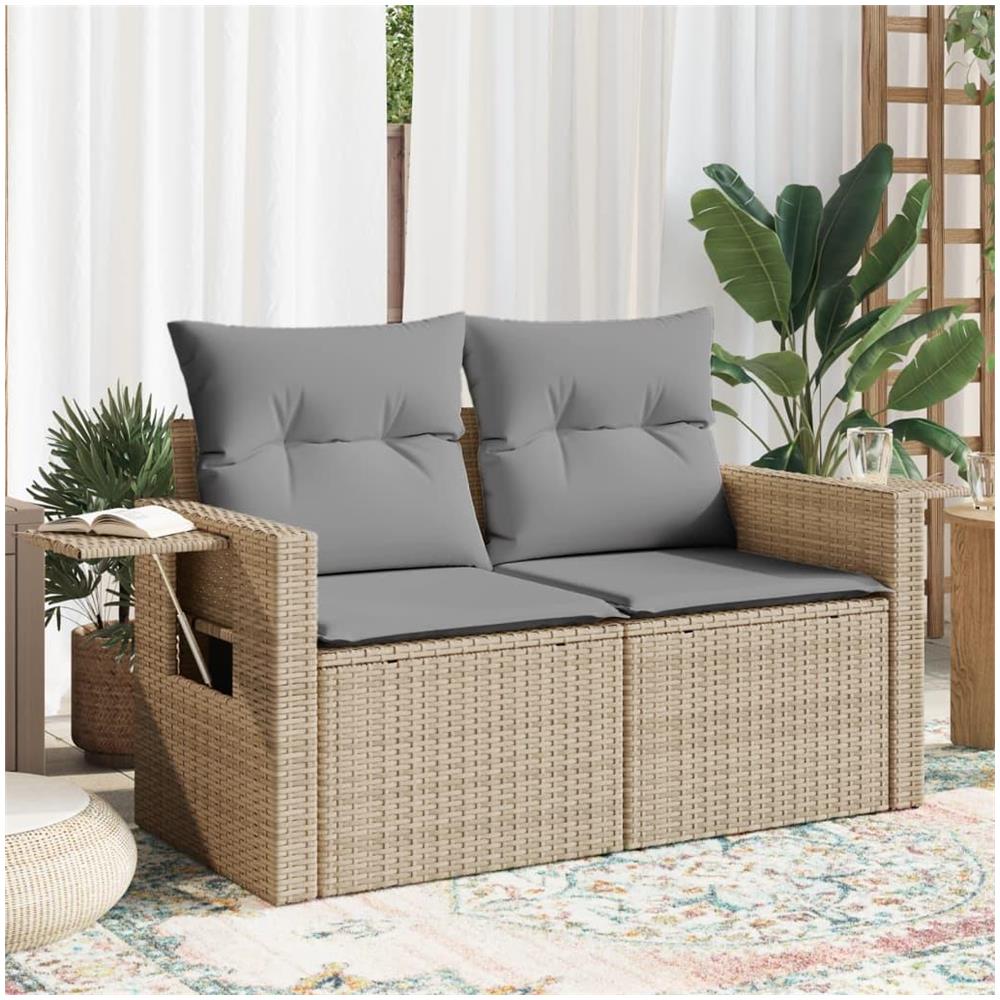 Divano da Giardino con Cuscini a 2 Posti Beige in Polyrattan - Foto 2