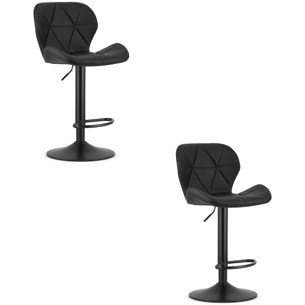Sgabello WEST - Ecopelle nera, versatile per soggiorno x 2 - Foto 1