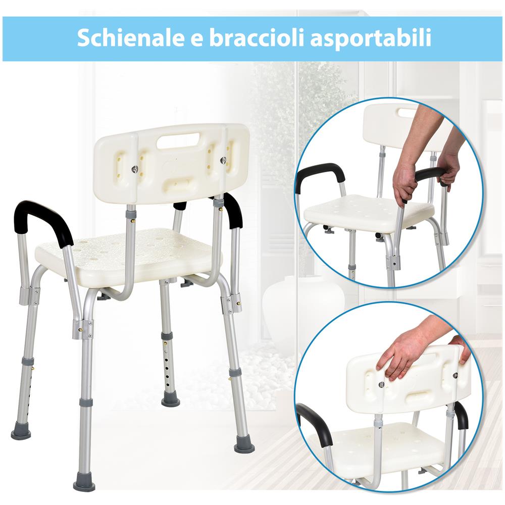 Sedile da doccia con schienale e braccioli regolabile in altezza - Foto 2
