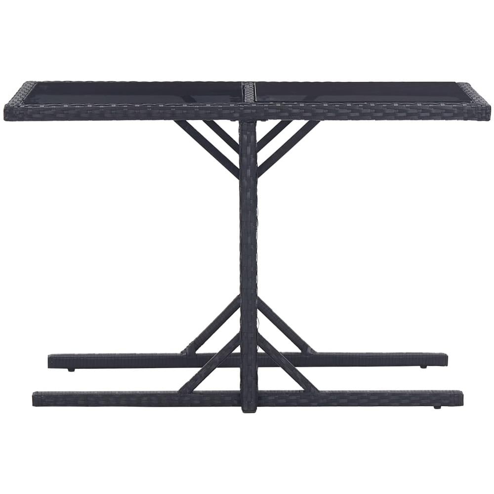 Tavolo Da Giardino Nero 110x53x72 Cm In Vetro E Polyrattan - Foto 2