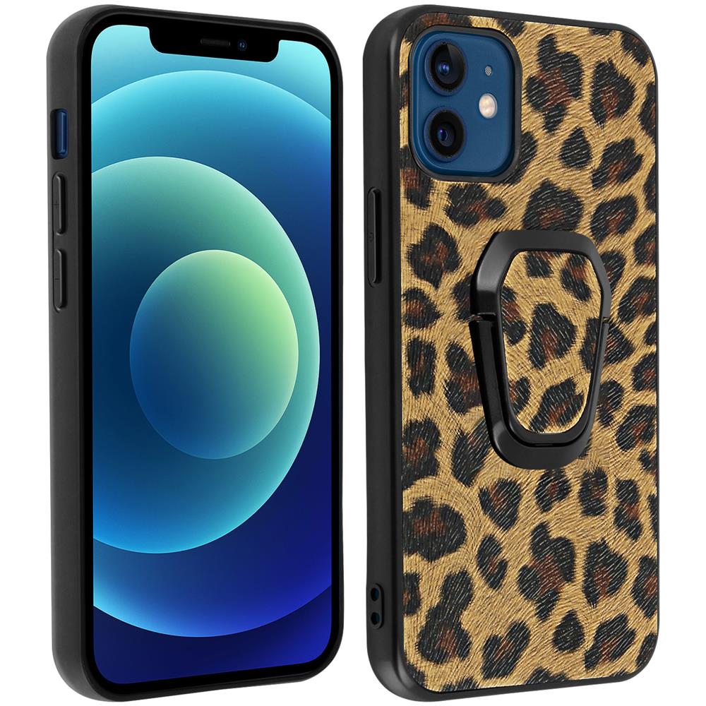 Cover Iphone 12 Mini In Similpelle Anello In Metallo Antiurto Leopardato - Foto 1