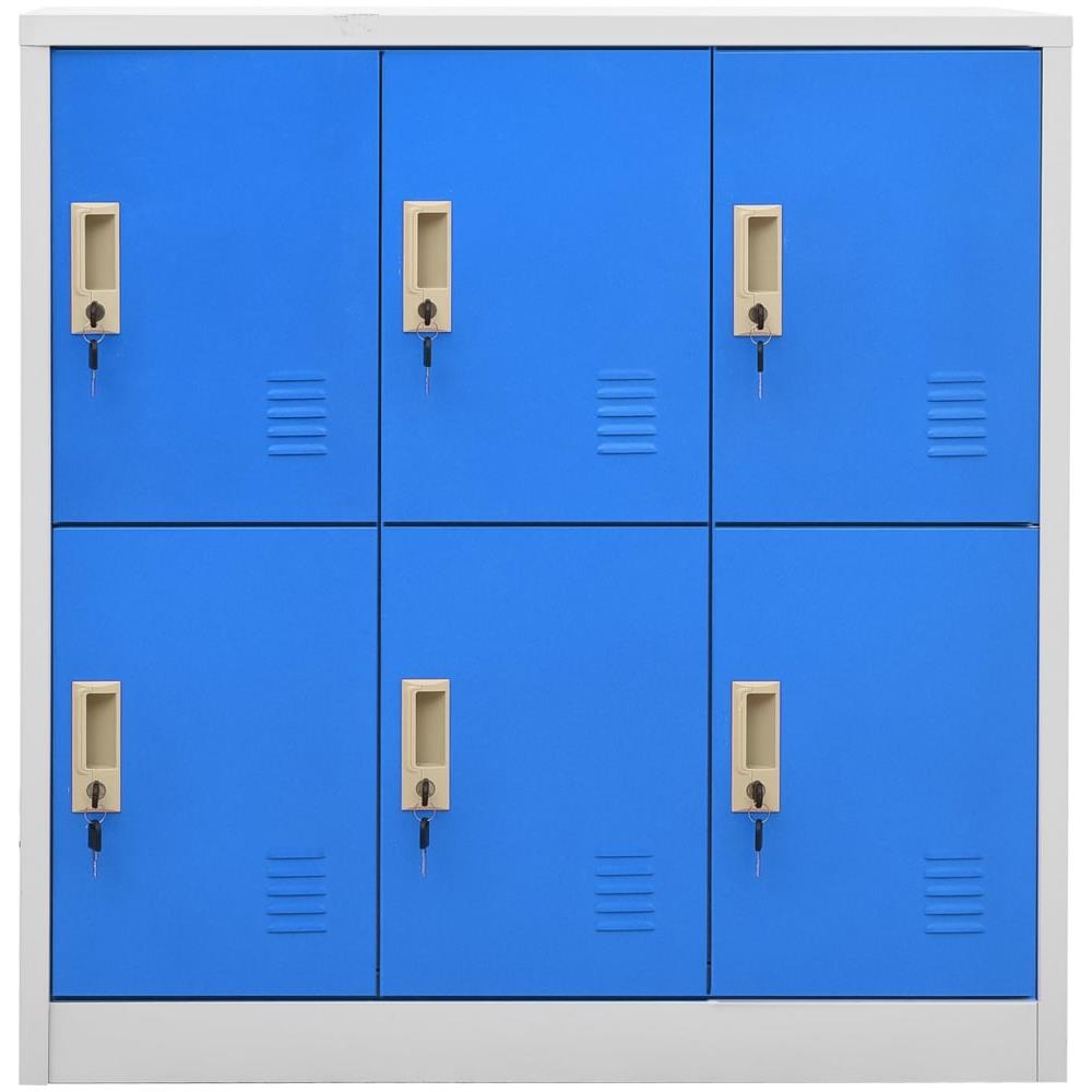 Armadietto con Chiave Grigio Chiaro e Blu 90x45x92,5 cm Acciaio - Foto 2