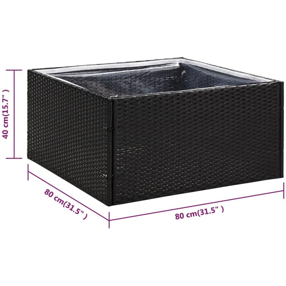 Fioriera da Giardino Nero 80x80x40 cm in Polyrattan - Foto 5