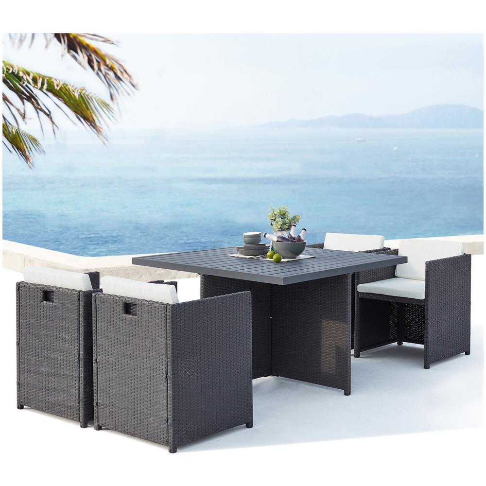 Salotto Da Giardino A Incasso 4 Posti Resina Intrecciata Grigio/bianco Sunset - Foto 2