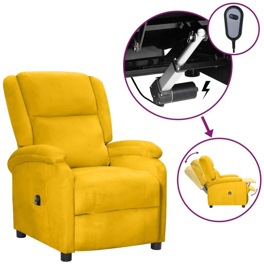 Poltrona Elettrica Reclinabile Gialla In Velluto - Foto 1