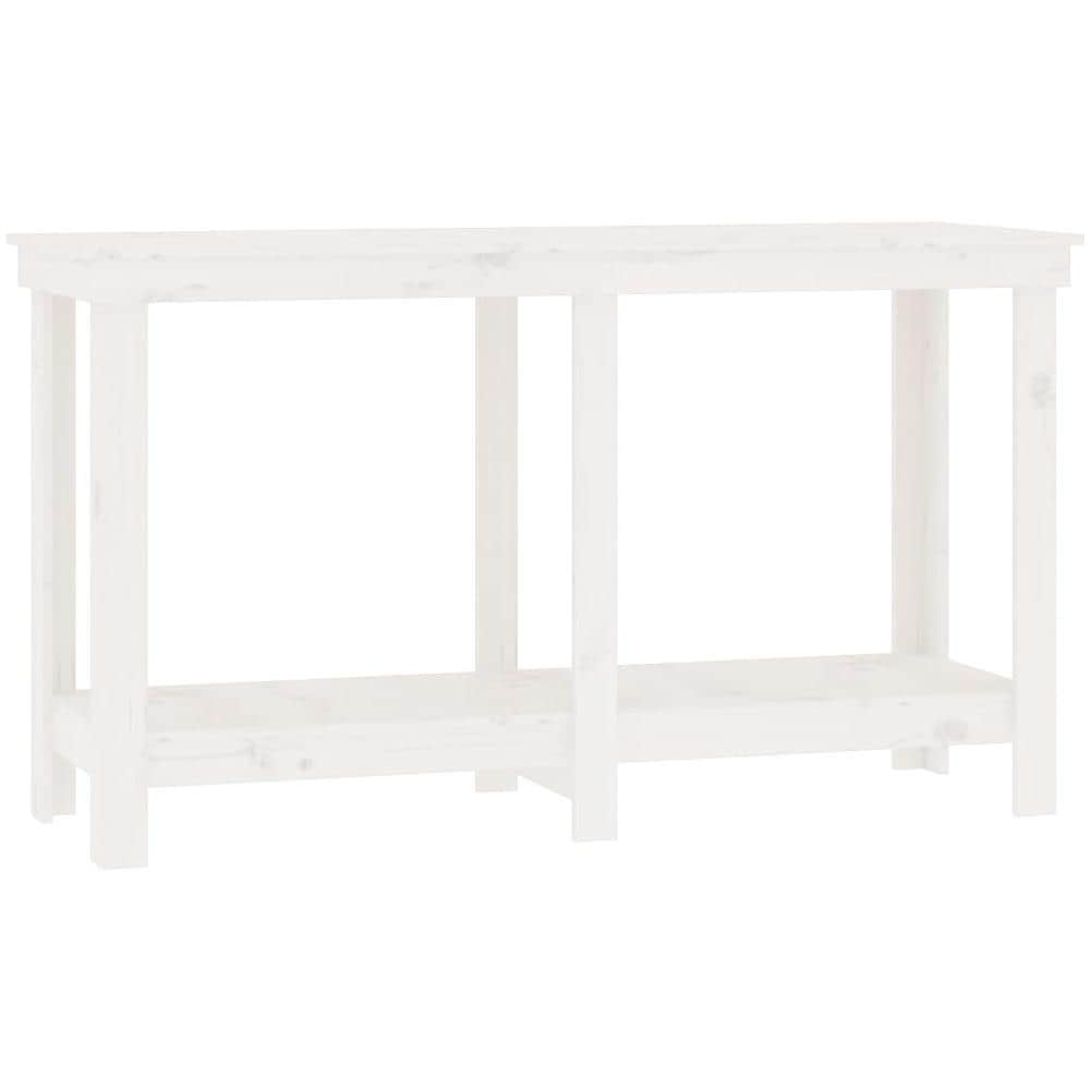 Banco Da Lavoro Bianco 140x50x80 Cm In Legno Massello Di Pino - Foto 2