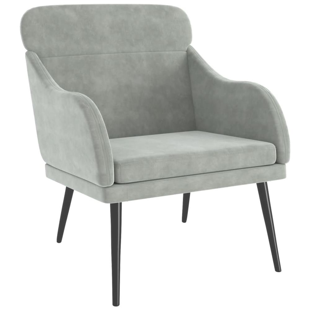 Poltrona Grigio Chiaro 63x76x80 Cm Velluto - Foto 2