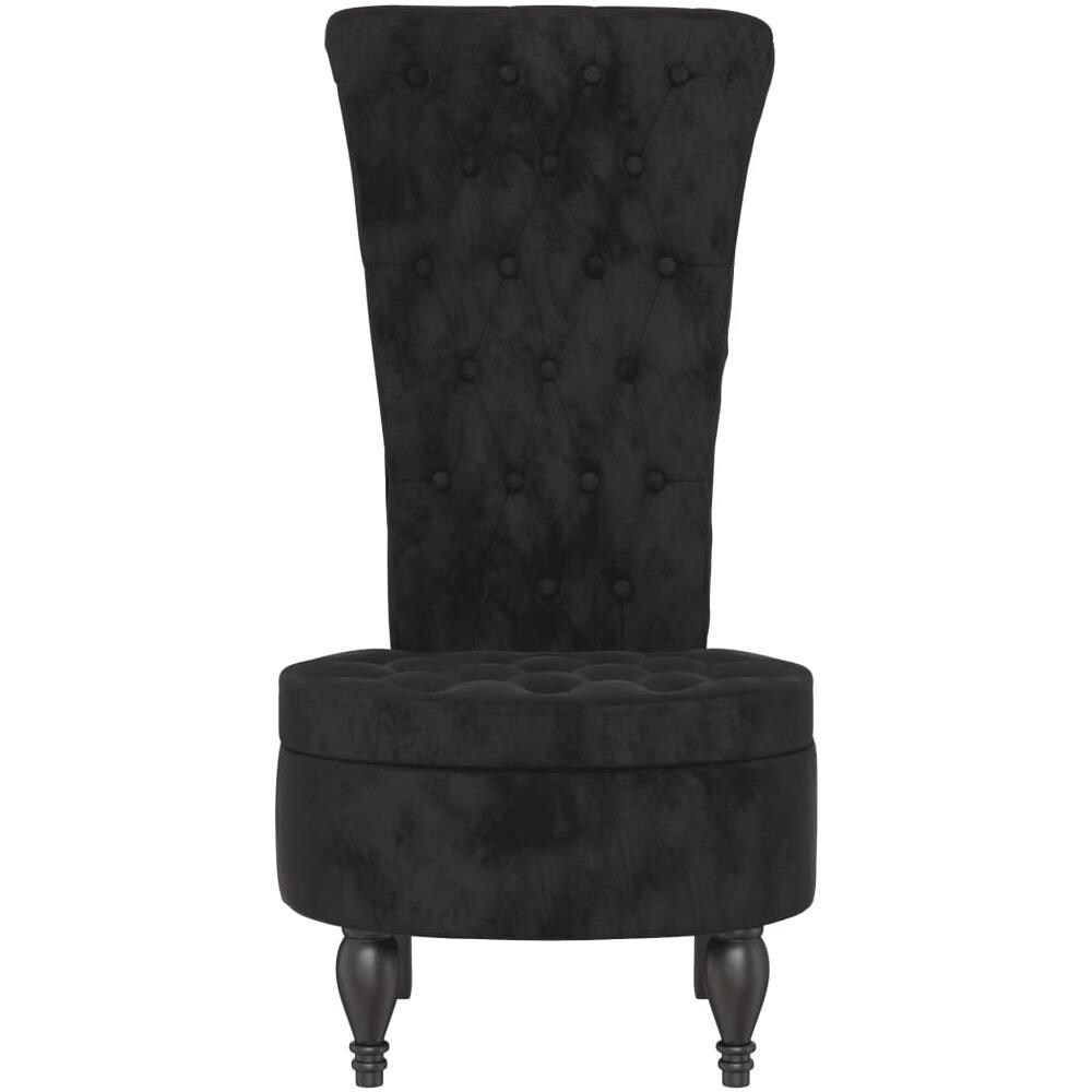 Sedia Con Schienale Alto Design Con Bottoni In Velluto Nero - Foto 3