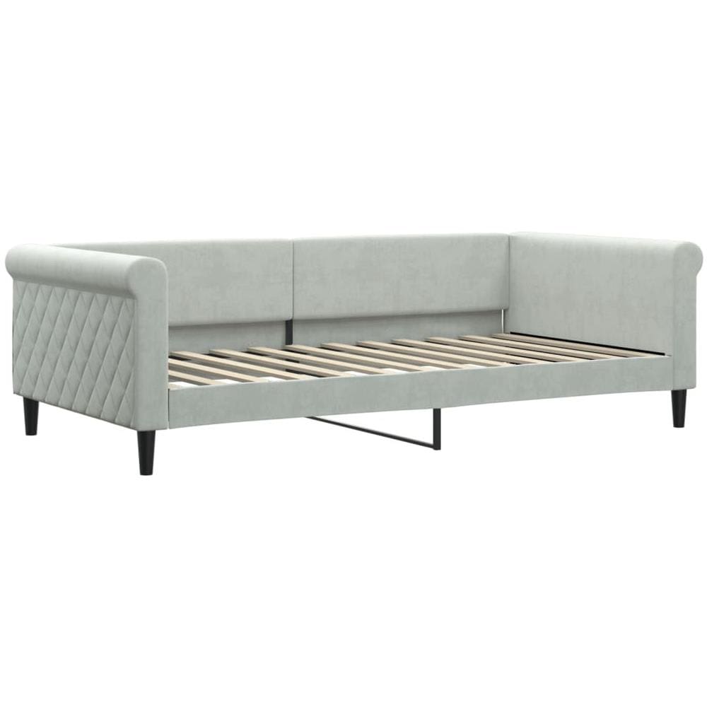 Letto Da Giorno Grigio Chiaro 100x200 Cm In Velluto - Foto 1