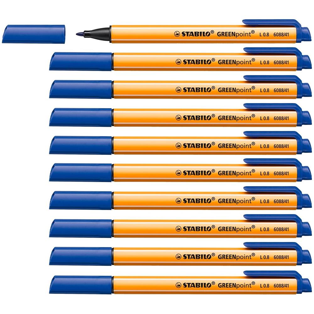 GREENpoint - Penna Ecosostenibile con punta in fibra - CO2 neutral - Confezione da 10 - Blu - Foto 1