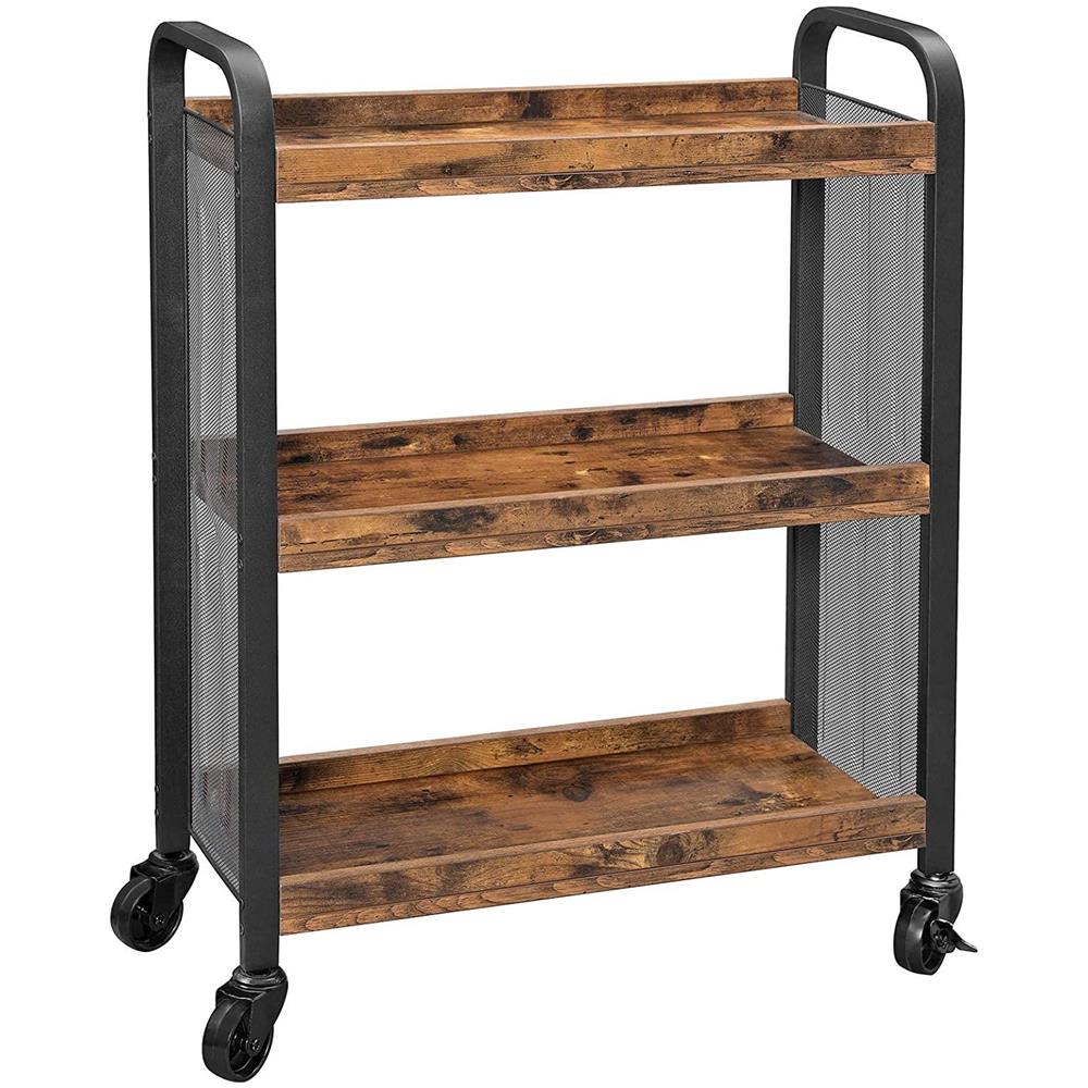 CARRELLO SCAFFALE Mobiletto Rustico Marrone Metallo per Cucina - Foto 1