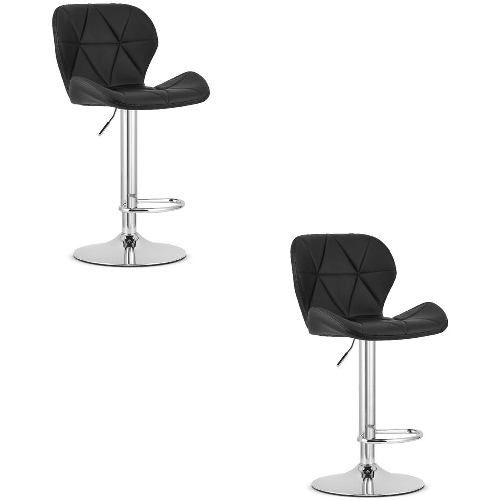 Sgabello WEST - Similpelle nera con base cromata x 2 - Foto 1