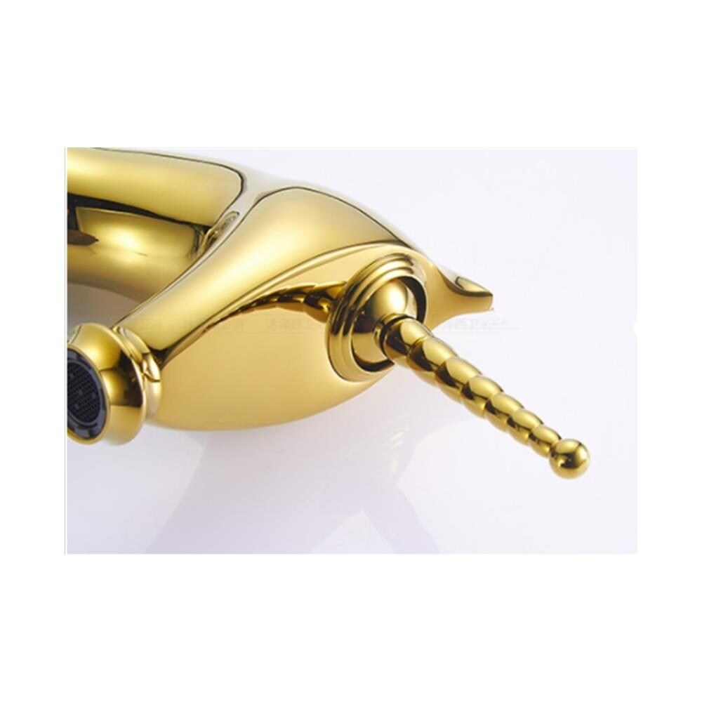 Rubinetto per lavabo da bagno, Blackswan, tipo M283 Unicorn, modello corto dorato, misura 20 cm - Foto 4