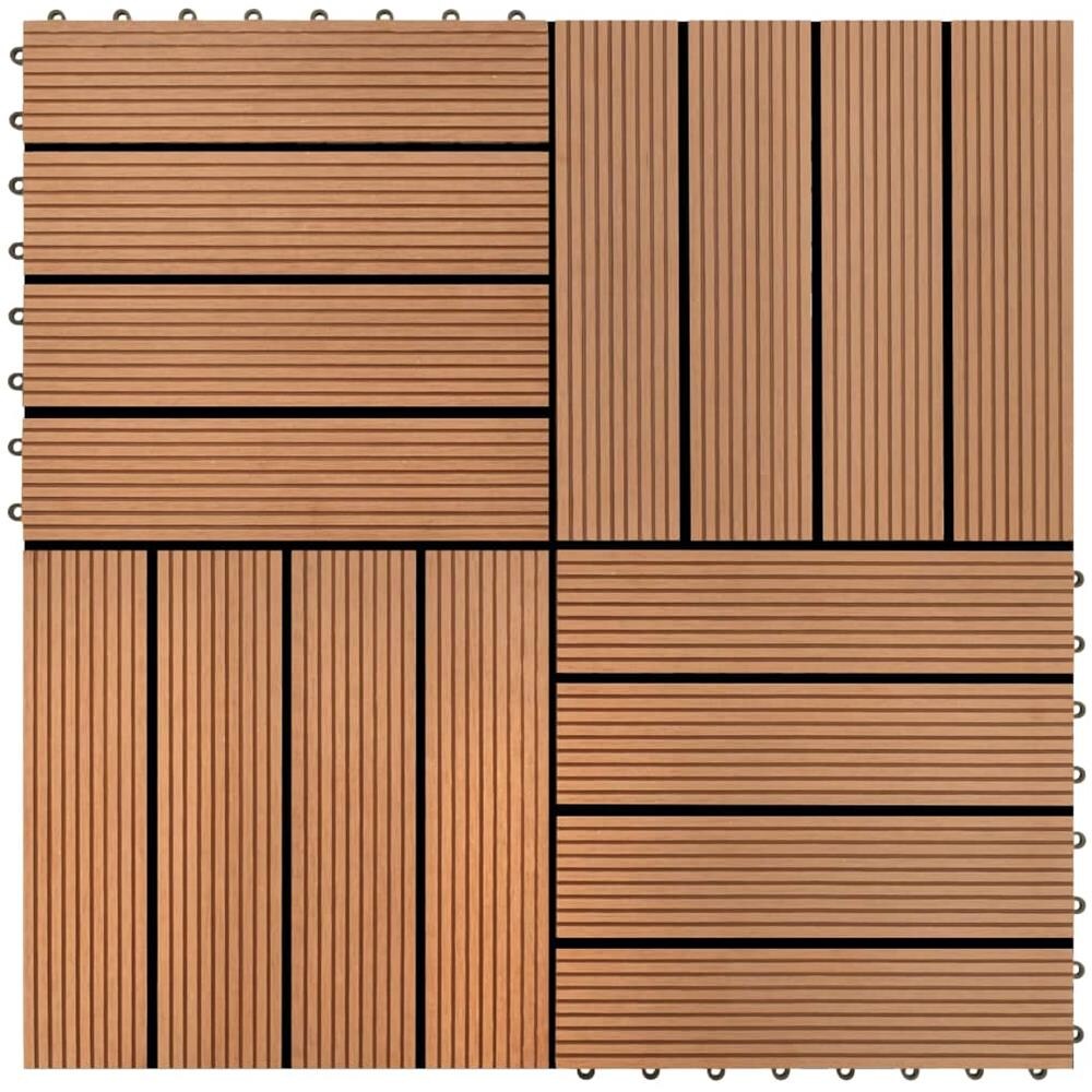 Set Piastrelle Wpc 30x30cm 11pz Per 1,00m² Marrone - Foto 1