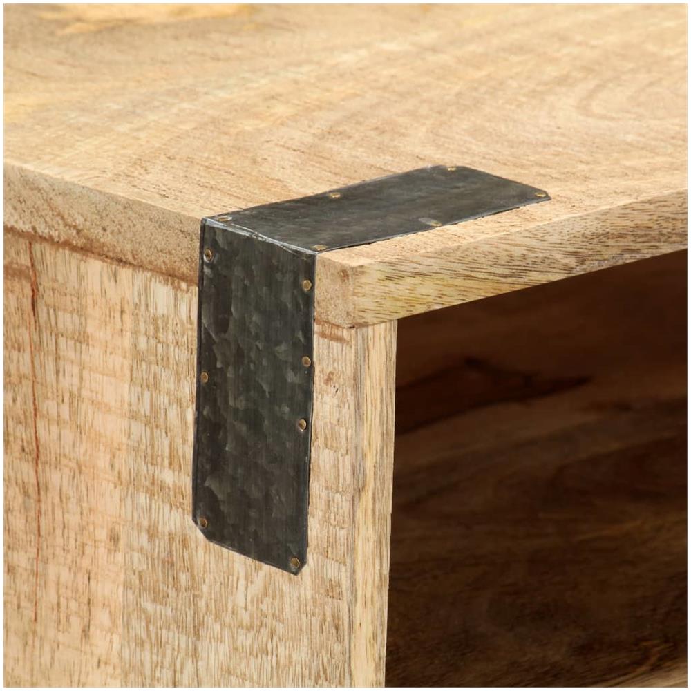 Tavolo Consolle 115x30x76 Cm In Legno Massello Di Mango Grezzo - Foto 2