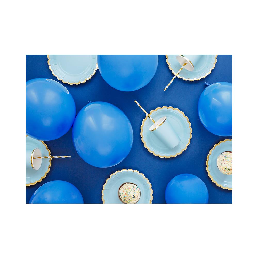 Partydeco - 6 Piattini In Cartone Celesti Bordo Oro 18 Cm - Foto 3