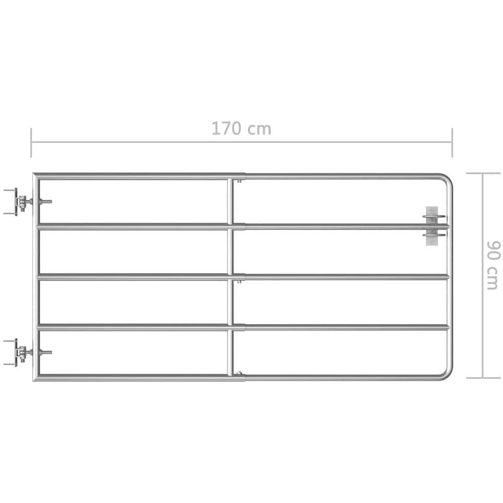Cancello Da Giardino In Acciaio 5 Sbarre (95-170) x90 Cm Argento - Foto 8