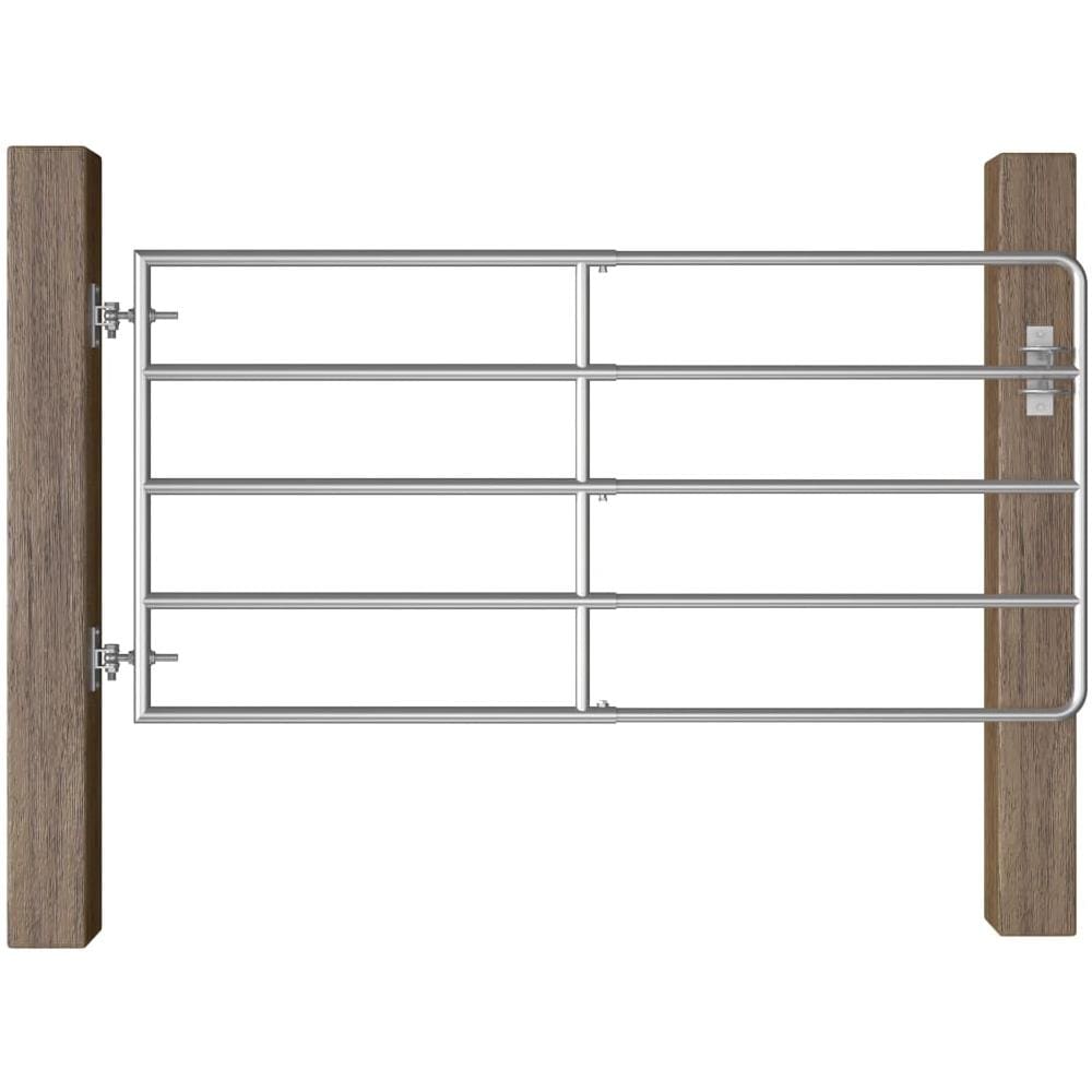 Cancello Da Giardino In Acciaio 5 Sbarre (95-170) x90 Cm Argento - Foto 1