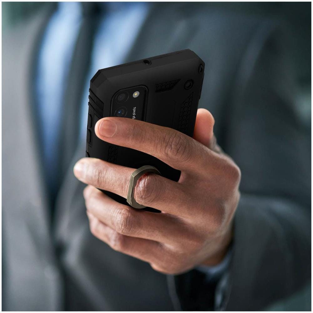 Cover Samsung Galaxy A41 Bi-materia Anello Magnetico Stand Nero - Foto 2