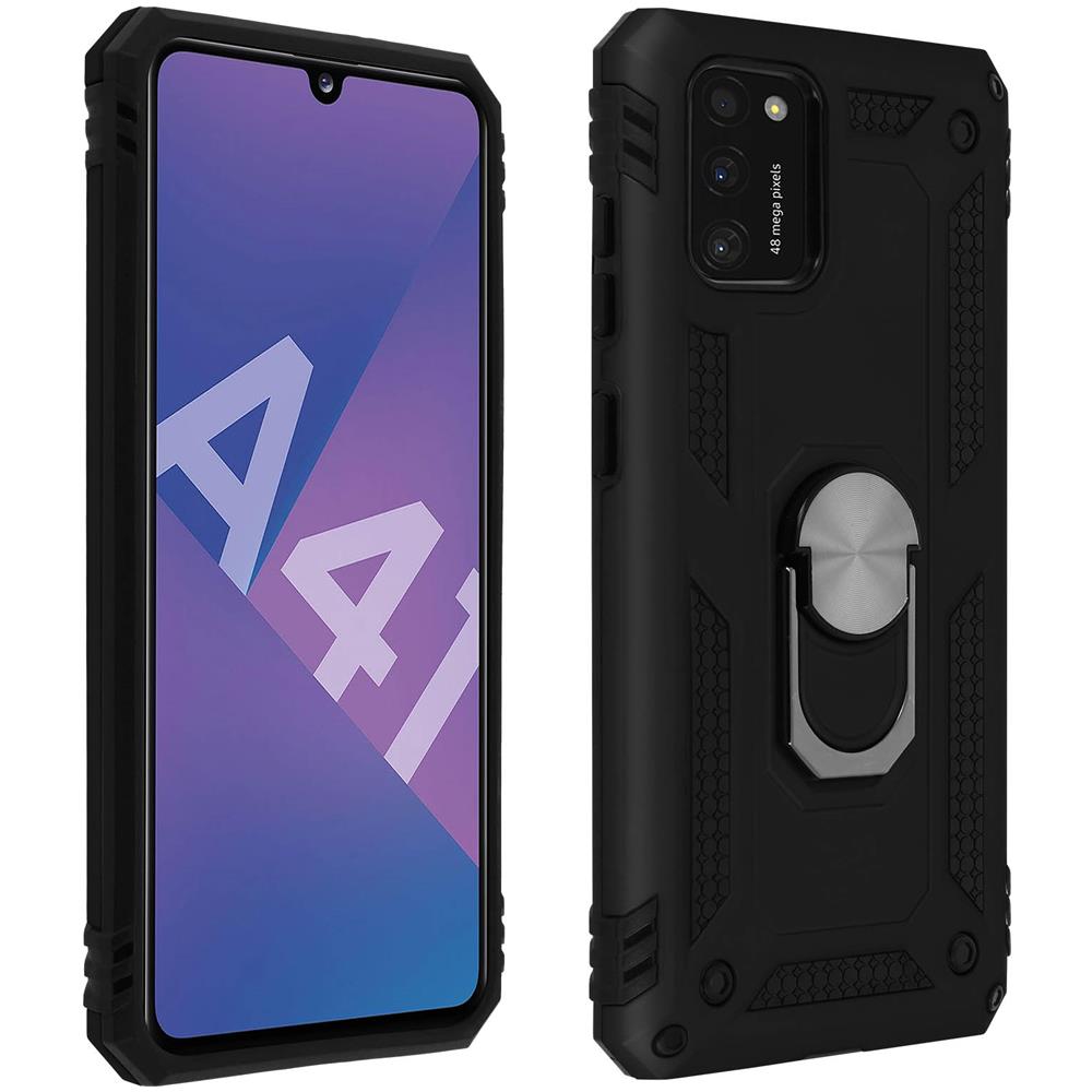 Cover Samsung Galaxy A41 Bi-materia Anello Magnetico Stand Nero - Foto 1