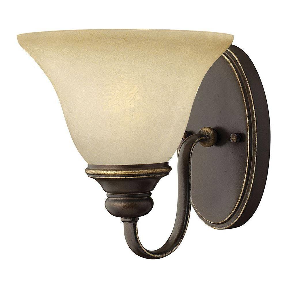 1 Applique Da Parete Con Paralume In Vetro Bronzo Antico, Attacco E27 - Foto 1