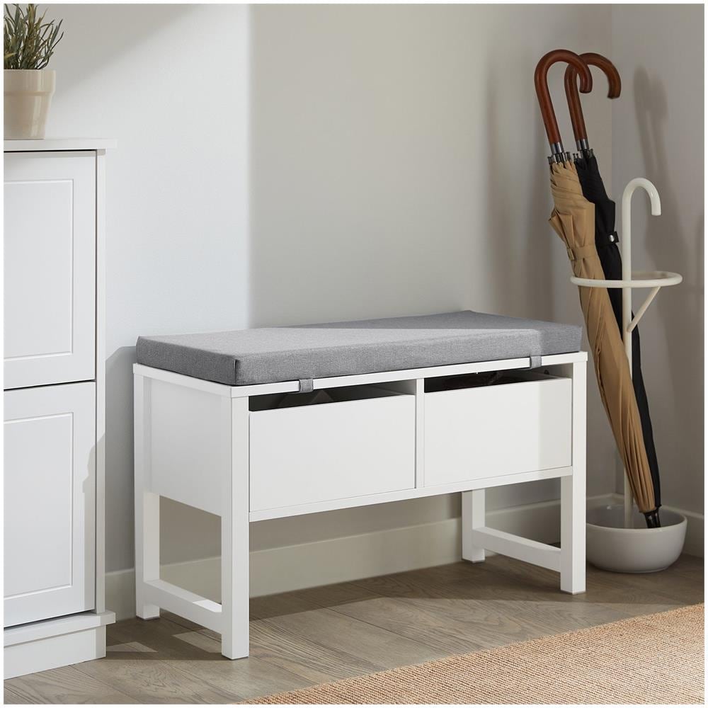 Scarpiera Cassapanca Panca Contenitore Camere Da Letto Seduta Con Cuscino 2 Cassetti Panca Ingresso L72*p30*a46cm Fsr88-w - Foto 5